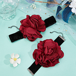 Bracelet en tissu gothique avec cordon et collier ras du cou à fleurs&nbsp;NJEW-CP0001-04B