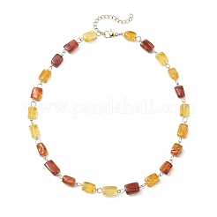 Ожерелья из натуральных янтарных кубовидных бусин&nbsp;NJEW-JN05914