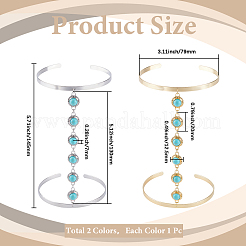 2 шт. двухцветный сплав браслеты-манжеты на плечо для женщин&nbsp;BJEW-CY0001-02