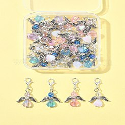 32шт 4-цветный ангел из прозрачного акрила с подвесными украшениями из сплава HJEW-FS00040-01