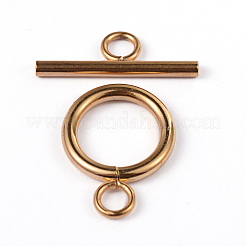 304ステンレススチールリングトグル留め金  ミックスカラー  リング：19x14x2mm  バー：20x7x2mm  穴：3mm&nbsp;X-STAS-L176-12