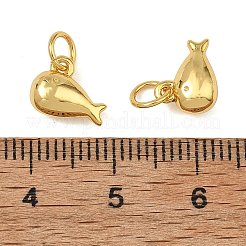 真鍮製チャーム  クジラの形をしたチャーム  ラックめっき  長持ちメッキ  鉛フリー＆カドミウムフリー  24KGP本金メッキ  8x9.5x4.5mm  穴：3mm&nbsp;KK-F941-01G