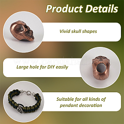 3 шт. 3-х цветные латунные бусины в виде черепа KK-FG0001-22