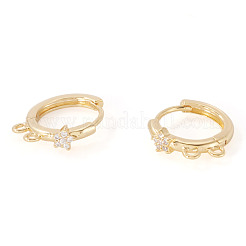 2шт латунные серьги-кольца с микро-паве из прозрачного кубического циркония&nbsp;KK-TA0003-35