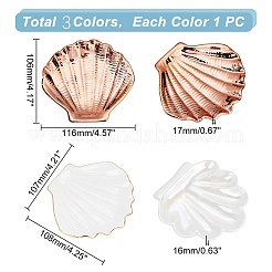 3 шт. 3-х стильный фарфоровый держатель для кольца в форме ракушки AJEW-GL0001-44