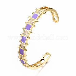 Браслеты-манжеты с прозрачным кубическим цирконием из латуни с микропаве BJEW-N302-006D-NF