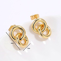 Латунные серьги-гвоздики с двойным кольцом&nbsp;PA8629