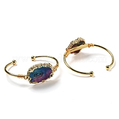 Окрашенный натуральный агат нерегулярный браслет-манжета druzy nugget&nbsp;BJEW-C028-01G