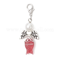 Рыба ангел стеклянный и АБС пластик искусственный жемчуг подвеска украшения HJEW-JM03608