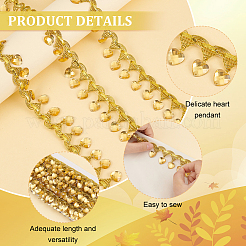 Кружевная лента из полиэстера с пластиковыми подвесками-кисточкой&nbsp;OCOR-WH0078-202A-01