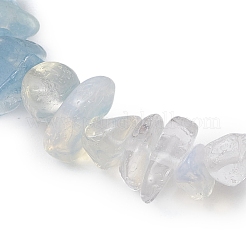 女性用天然アクアマリンチップビーズストレッチブレスレット  内径：1-7/8 ~2-1/8インチ（4.7~5.4cm）&nbsp;BJEW-TA00557-04