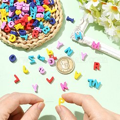 200個の手作りポリマークレイビーズ  文字L  ミックスカラー  10x5~11x4mm  穴：1.4mm&nbsp;CLAY-CJ0002-14