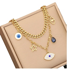 Синяя каплевидная звезда из нержавеющей стали 304 с микропаве из кубического циркония FS-WGE1300-01