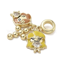 Европейские подвески из латуни с прозрачным кубическим цирконием&nbsp;LS-KK-K368-26G