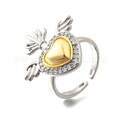 Манжеты из латуни с микро паве кубический цирконий для женщин RJEW-F184-01B-GP