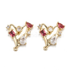 Кулоны из латуни с микропейвом и красным кубическим цирконием&nbsp;ZIRC-P086-27G