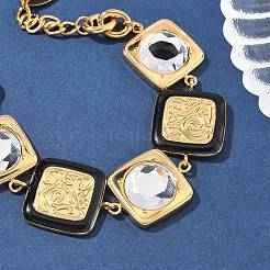 Браслеты из нержавеющей стали 304 с квадратными звеньями для женщин&nbsp;BJEW-Z104-01G