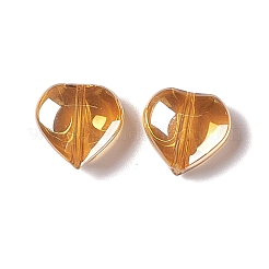 電気めっきガラスビーズ  ハート  オレンジ  10x10x5mm  穴：1mm&nbsp;LS-EGLA-H102-08M