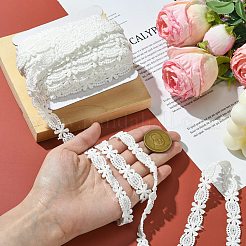 フラワーレーストリム  ポリエステルレースリボンエッジトリミング  ミシンとブライダルの結婚式の装飾用  ホワイト  13~15mm  約16.40ヤード（15m）/セット&nbsp;OCOR-CJ0004-03C