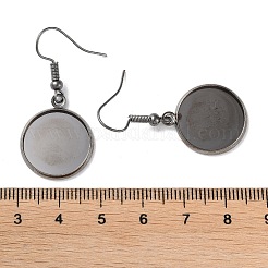 ラックメッキアイアンピアスフック  空白の丸いトレイ付き  フラットラウンド  ガンメタ色  38mm  ピン：0.7mm&nbsp;EJEW-D091-01D-B