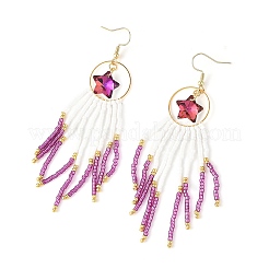 Pendientes colgantes con borlas y cuentas de vidrio estrellado&nbsp;EJEW-MZ00777-03