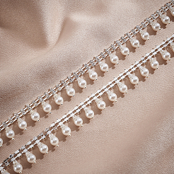 Chaînes de tasse en laiton et ABS imitation perles et strass&nbsp;CHC-BC0001-26
