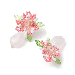 Серьги-гвоздики из цветочного стекла ручной работы EJEW-MZ00449