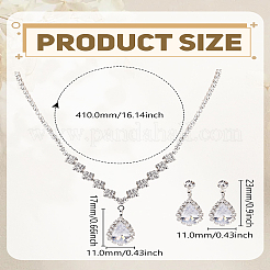 Ensemble collier pendentif et boucles d'oreilles à strass en laiton&nbsp;SJEW-LP0001-51B