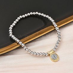 Браслеты с овальными подвесками из латуни BJEW-B148-03A-03