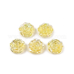 透明な腹筋プラスチック ビーズ  片穴  花  シャンパンイエロー  15x16x6.5mm  穴：1.2mm&nbsp;KY-G019-01J