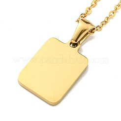 Collana pendente in acciaio inossidabile 304 con placcatura ionica (ip) rettangolare con lettera iniziale&nbsp;NJEW-R265-04G-A