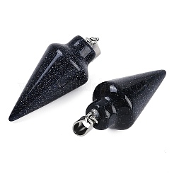 Pendenti a punta in pietra sintetica goldstone blu sintetico&nbsp;G-K384-01P-05