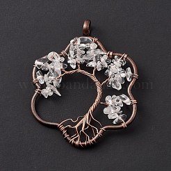 Цветок натуральный кристалл кварца медная проволока обернутая микросхема большие подвески&nbsp;G-E195-12R-02