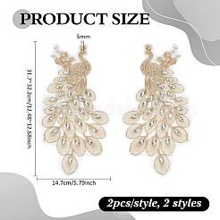 4 pieza 2 estilos de hilo plateado y dorado con apliques de resina y rhinestone bordados&nbsp;DIY-PH0038-76C
