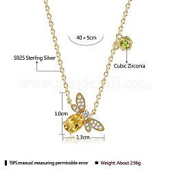Abeille 925 colliers pendentif zircone cubique en argent sterling pour les femmes&nbsp;NJEW-BB72243