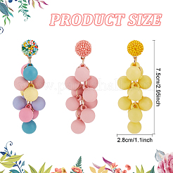 3 пара двухцветных акриловых сережек-гвоздиков с подвесками-кластерами EJEW-FI0001-18