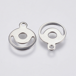 変色しにくい201ステンレススチールチャーム  フラットラウンド  空白タグのスタンプ  ステンレス鋼色  12.5x10x1mm  穴：1mm&nbsp;STAS-P225-007P