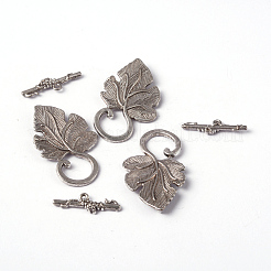 合金マンテル  カドミウムフリー＆鉛フリー  葉  アンティークシルバー  トグル：36x22x4.5mm  穴：1.5mm  バー：24x7x4.5mm&nbsp;X-PALLOY-A20005-AS-LF