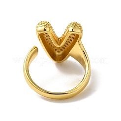 Открытое кольцо-манжета из латуни с надписью микро паве для женщин с прозрачным кубическим цирконием RJEW-N046-03V-G