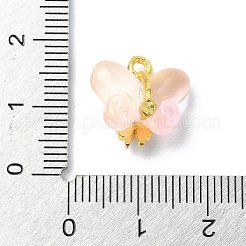 ガラスチャーム  合金パーツ  蝶  ゴールドカラー  ピンク  15.5x14.5x7.5mm  穴：1.5mm&nbsp;GLAA-I054-01C