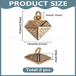 2шт латунные подвески из кубического циркония с микро-паве&nbsp;ZIRC-LP0001-56