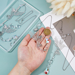 4 шт. стеклянные и нержавеющие подвесные ловцы солнца в виде колибри&nbsp;HJEW-FH00199