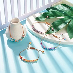 Pulsera redonda de cuentas trenzadas de jade blanco natural&nbsp;BJEW-JB07969