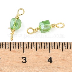 Breloques connecteurs cubiques à facettes en verre&nbsp;KK-C097-10G-01