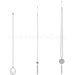 3 шт. 3 стиля сплава каплевидный диск узел кулон длинное ожерелье комплект NJEW-WH20050-01P