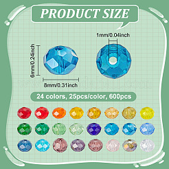 600шт 24 цвета стеклянные бусины EGLA-PH0001-90