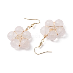 Розовый кварц серьги болтающийся EJEW-JE05918