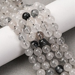 Натуральный турмалированный кварц / черный рутиловый кварц G-E558-04-6mm