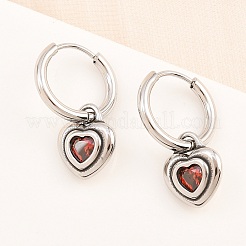 Серьги-кольца в форме сердца из хирургической нержавеющей стали 316 EJEW-C160-16