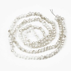 電気メッキオペークソリッドカラーガラスビーズ連売り  多面カット  ロンデル  乳白色  2.5x1.5mm  穴：0.8mm  約135~140個/連  26~27cm&nbsp;X-EGLA-Q112-B02